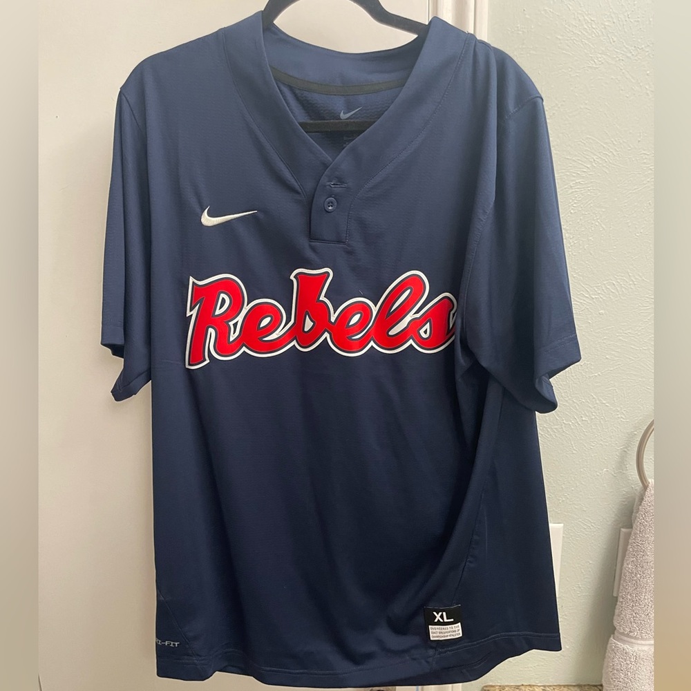 Nike Ole Miss Navy Baseball Jersey